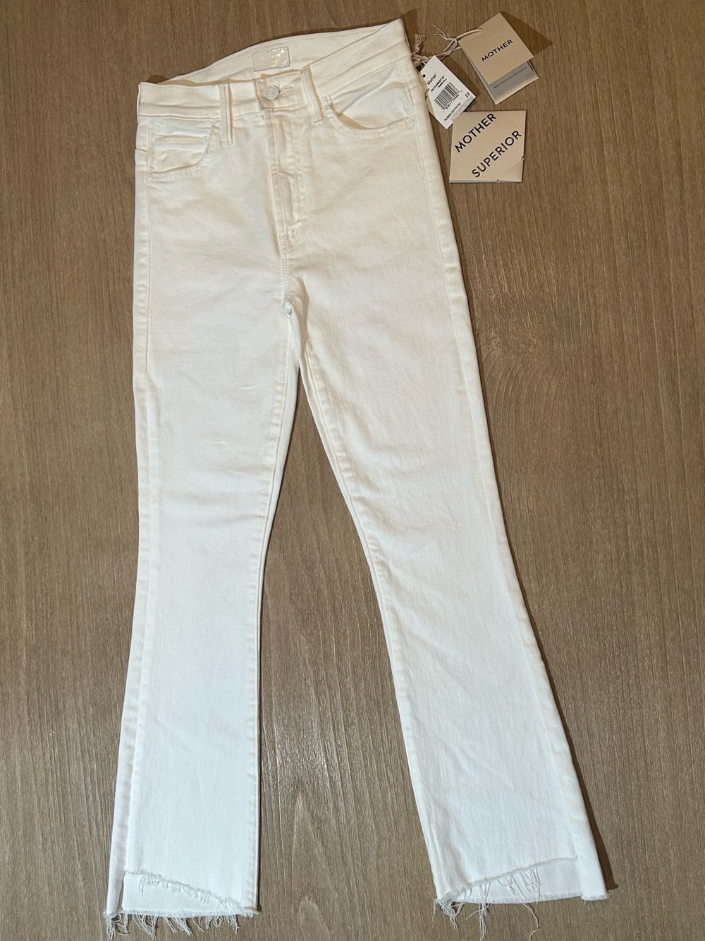 NWT MOTHER The Insider Crop Step Fray Jeans 23 Fairest of Them All White
